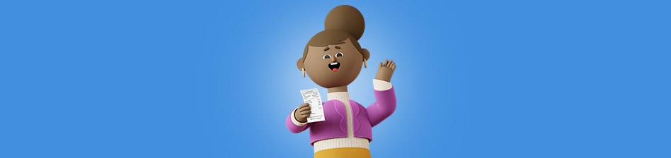 Kroji character holding receipt 