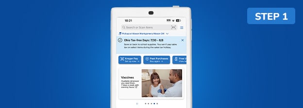 A phone showing the home screen of the Kroger app