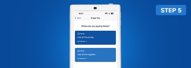 A phone showing options to Pay in Store or Pay at the Pump