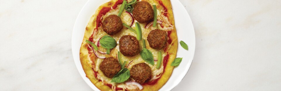 Veggie Meatball Pizza