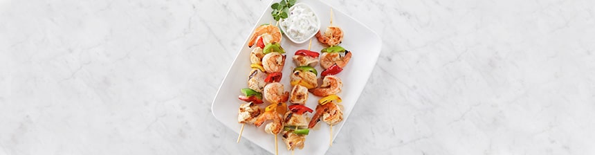 Kefir Marinated Chicken and Shrimp Kabobs