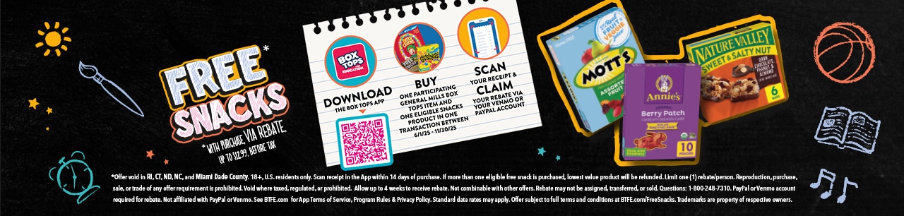 General Mills Box Tops For Education Free Snacks Offer